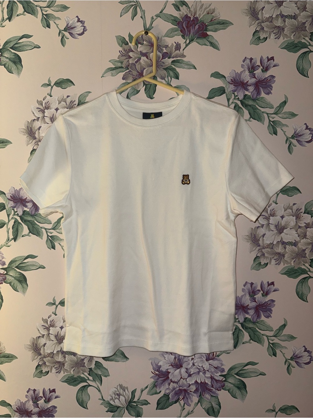 Teddy Fresh White Short Sleeve Crew Tee with Small Bear Patch
